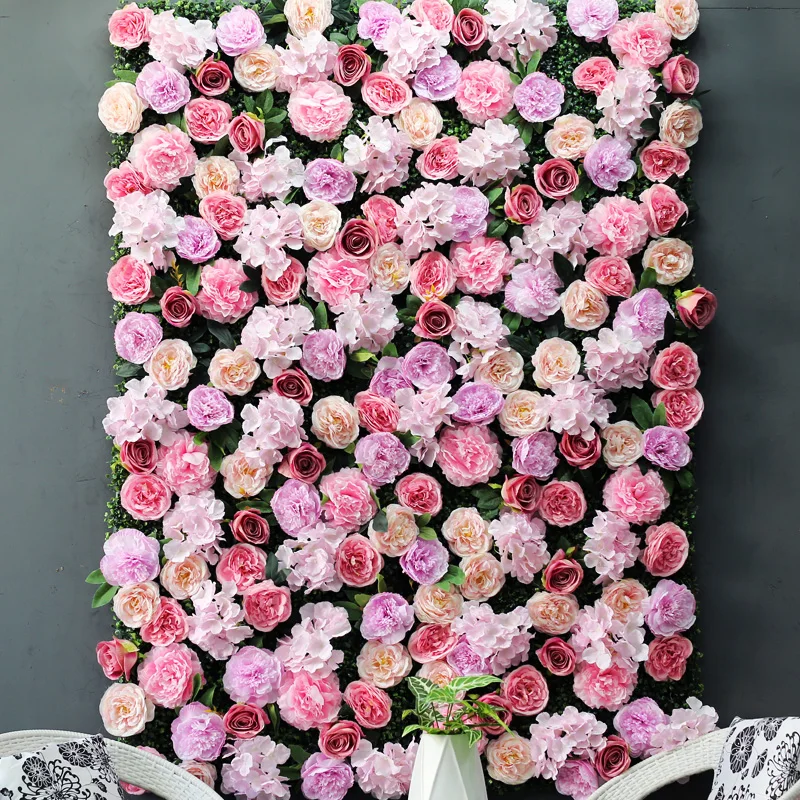 

Customized Hydrangea Artificial Flower Wall Backdrop Silk Blush Rose Flower Mat Backdrop Wedding Flower Wall