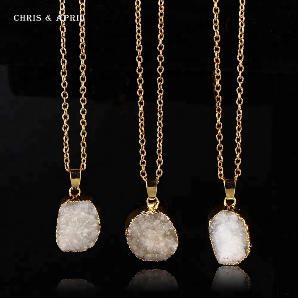 Colorful Natural Stone Crystal Pendant Jewelry Necklace