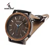 BOBO BIRD Mens Bamboo Wooden Watch Dial Show date Wooden case With Leather Band