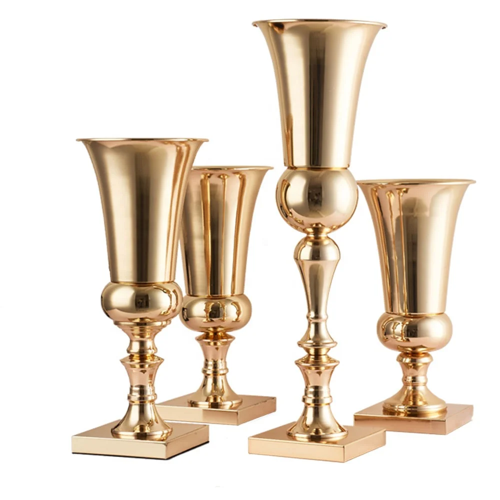 

26'' gold metal flower vase stand centerpieces, Optional