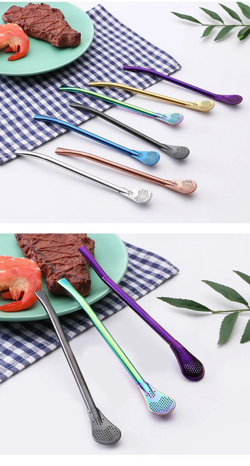 Stainless Steel Straw Spoon 2 In 1 Bar Drinking Straw Buy Straw