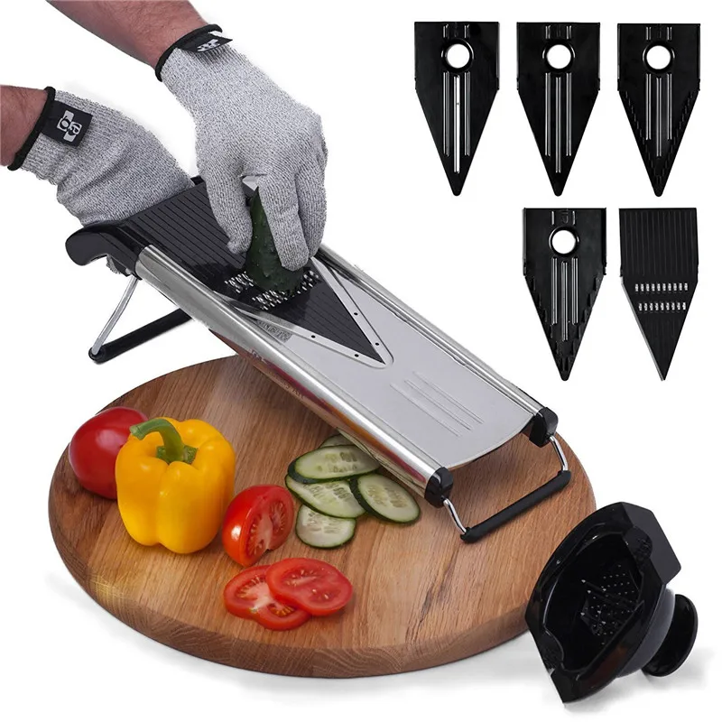 Premium V-Blade Stainless Steel Mandoline Food Slicer Cutter/5 In 1 Multifunctional Slicer/Fruit & Vegetable Cutter