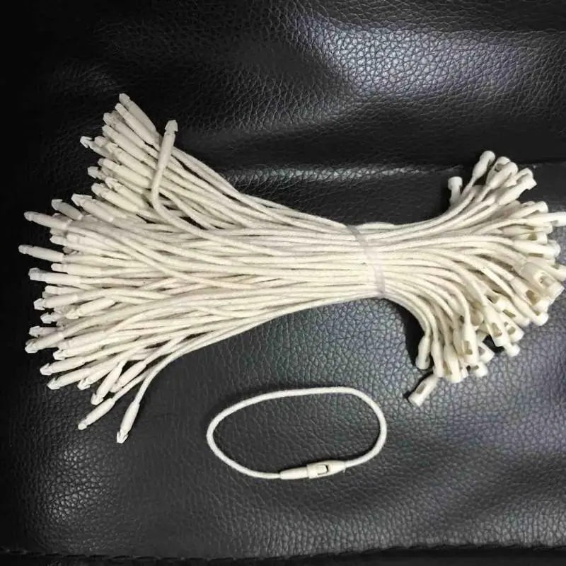 

1000pcs/bag 10cm length Plastic cotton Line Tag White Beige Hang Tag Polyester Rope String Snap Lock Pin Loop Tie Fasteners