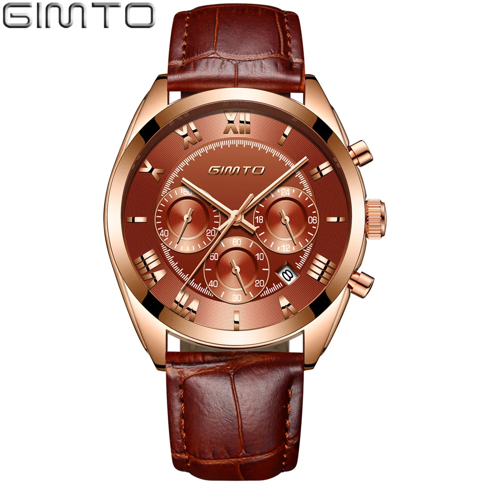 

GIMTO GM247 Men Quartz Watch 2018 New Arrive Luxury Brand Leather for Men Watch, 2 color for you choose