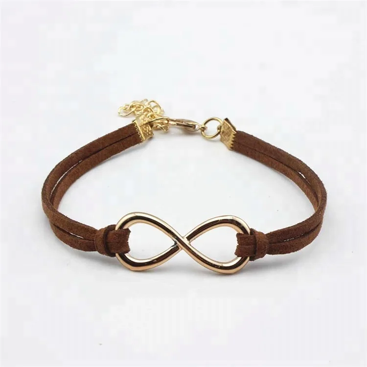 

Personalized Gold Plated Infinity Faux Leather Bracelet, Multi-color