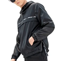 

Men Street Wear Custom waterproof material jacket HALF zipper up hoodies sweatshirts