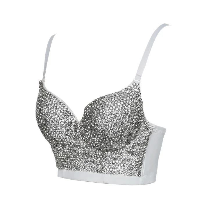 Hot Sale Women Sex Quarter Cup Wholesale Plus Size Rhinestone Chain Bra