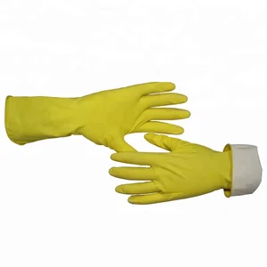 Image of Custom Yellow Reusable Rubber Latex Household Kitchen Waterproof Dishwashing Gloves Manufacturers Printed Logo Price CE 2121X