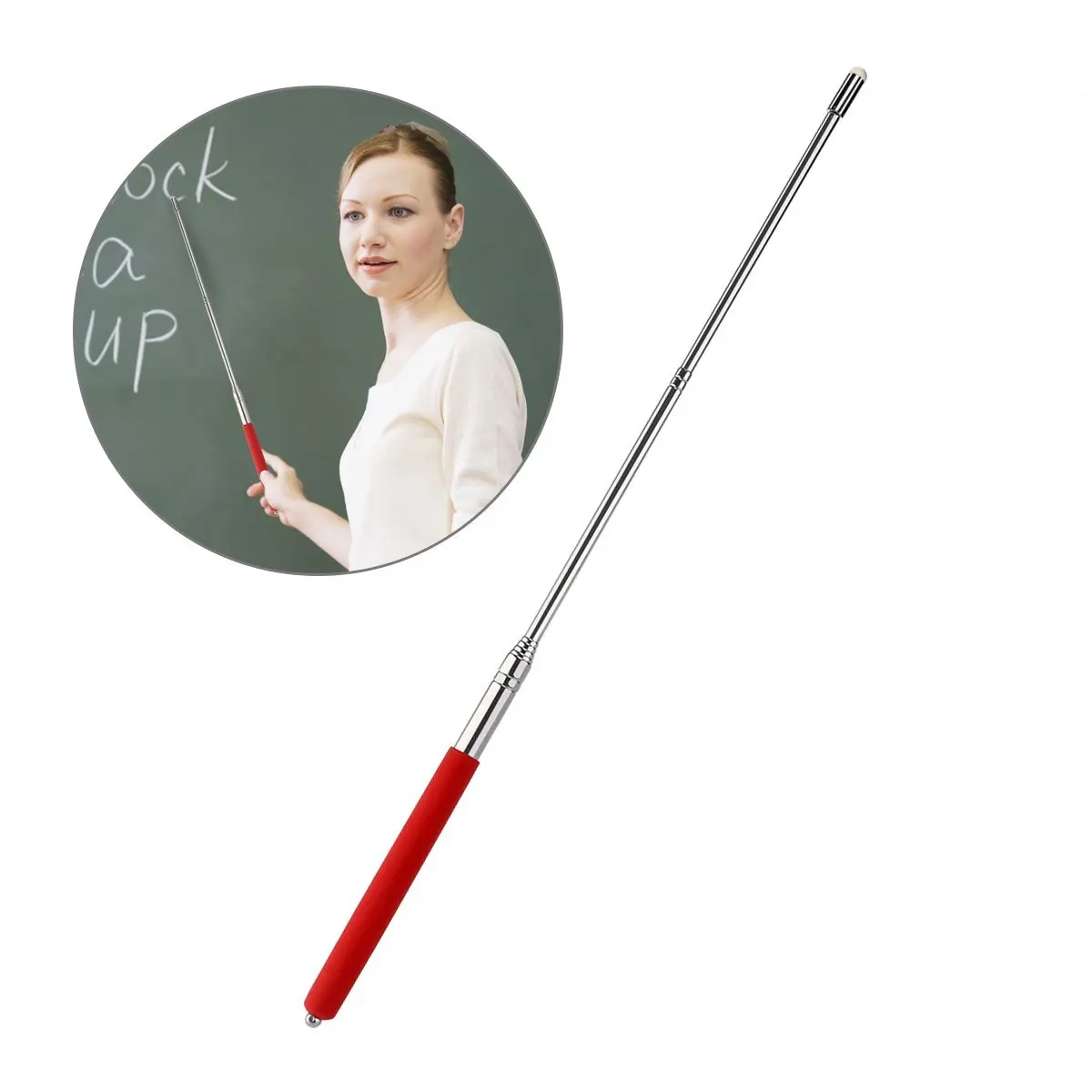 Extendable Whiteboard Pointer Stick Black 1m//3.3ft Meeting Handheld Flag Pole with Clips Portable Tour Flagpoles Presenter Retractable Teacher Stick for Classroom Telescopic Teachers Pointer