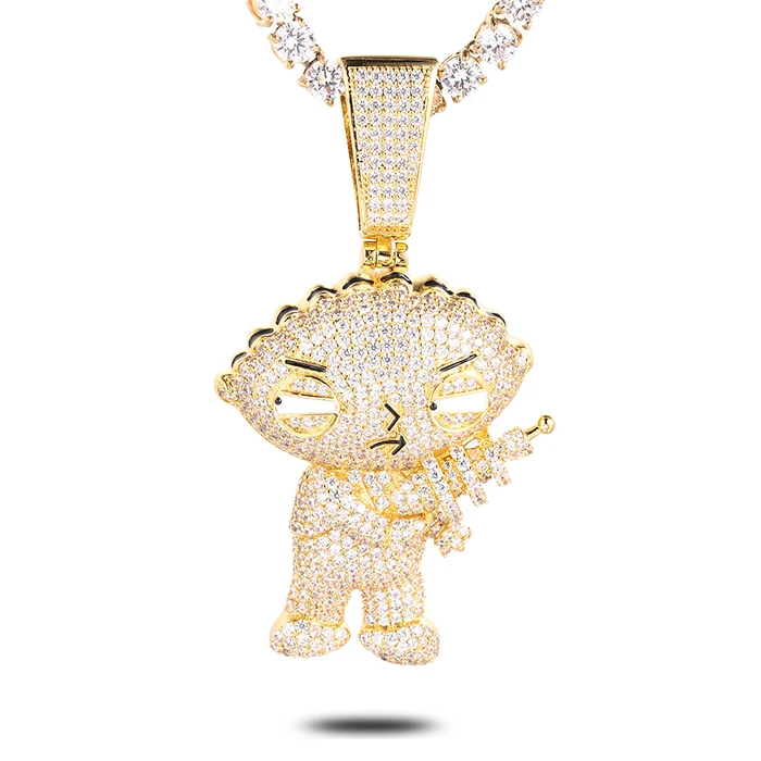 

Missjewelry Hip Hop Urban Jewelry Iced Out Clasp Hip Hop Pendant, Silver, gold, rose gold or gun metal black