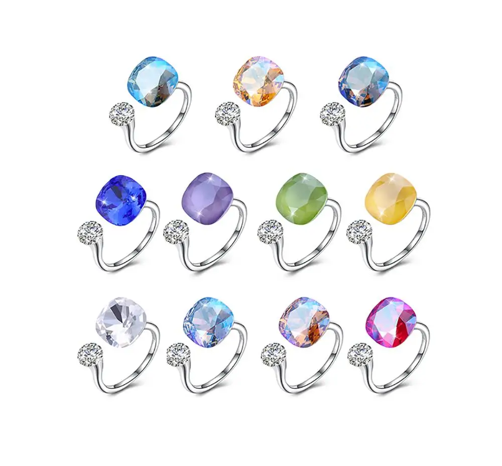 

Colorful Fashion Natural Zircon Jewellery 2018 Korea Silver Ring Women Heart Sterling Silver 925 Gemstone Crystal Ring For Lady