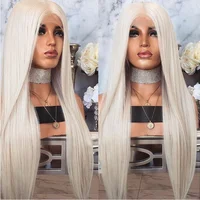 

Wholesale Platinum Blonde Silky Straight European Human Hair Lace Front Wigs With Baby Hair