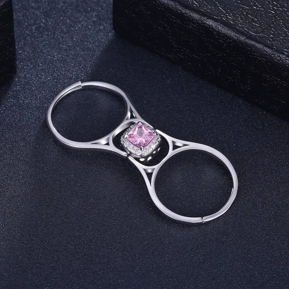 

925 Sterling Silver Square Diamond Flip Rings Unique Reversible Flip Double Stone Engagement Rings for Girls, White and colorful