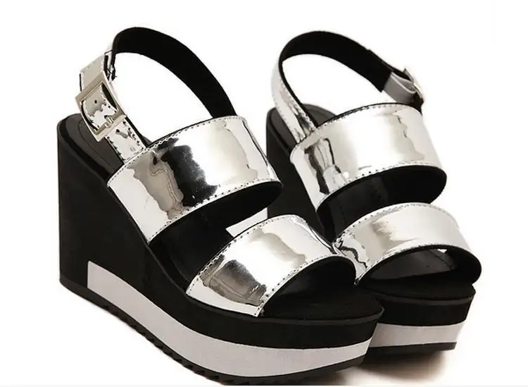 silver glitter wedge shoes