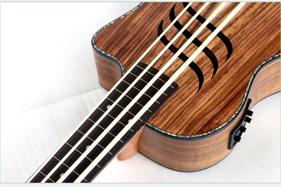 Solid Acacia Big Ukulele Guitar Fretless Mini Electric Acoustic Ukulele