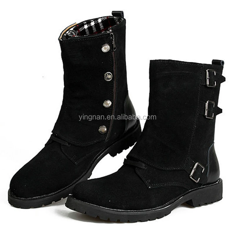 Male Genuine Leather Martin Motorcycle Suede Winter Snow Boots Winter British Style Men Ankle Boots