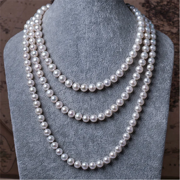 

2019 new fashion Glass pearl sweater chain long Pearl custom necklace, As pic