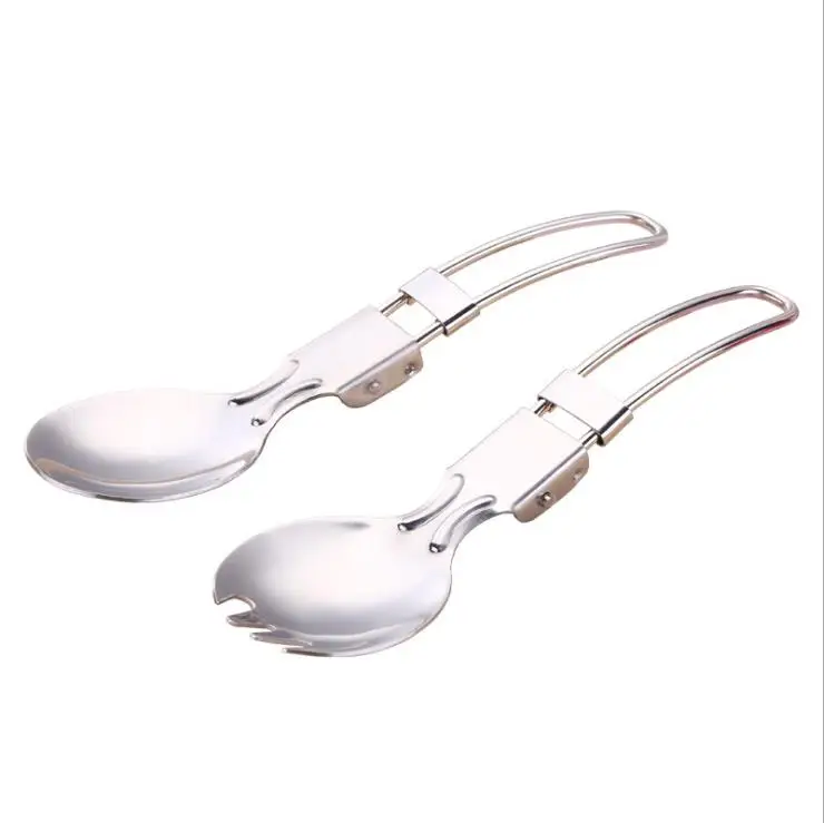 

China Wholesale Collapsible Stainless steel Spoon Fork Portable Foldable Spork, Sliver