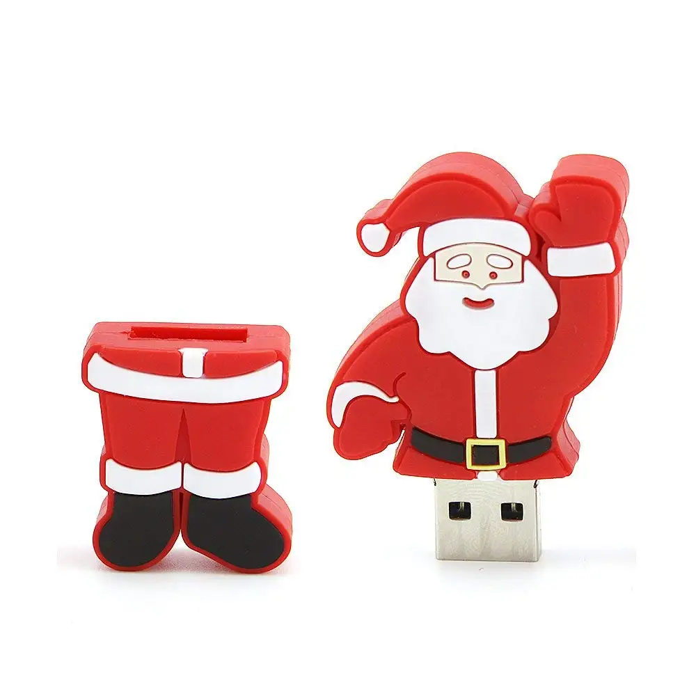 Cartoon Santa Claus Shape 16GB USB 2.0 Flash Drive Pen Drive Memory Stick Thumb Drive Xmas Santa Unique Gifts Present (Red)