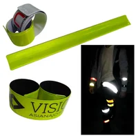 

promotional kids and adults sports plastic pvc slap reflector band reflective wristband snap on ankle belt for cycling walking