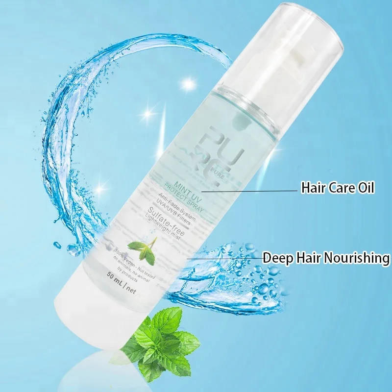 

Hair Spray UV Protector Mint Spray Leave in Conditioner, Blue transparent/customized