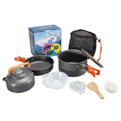 2-3 Person Outdoor camping Pots and Pans Set Portable Nonstick Lightweight Picnic Camping cookware Kettles Sets Cooking Kits