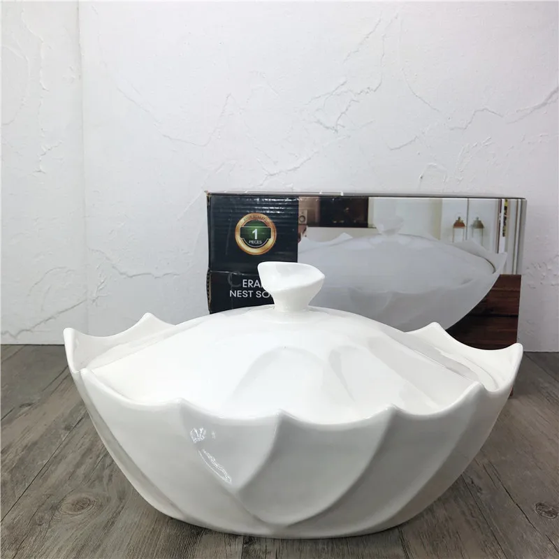 

white ceramic soup tureen with embossed decoration high quality cheap price