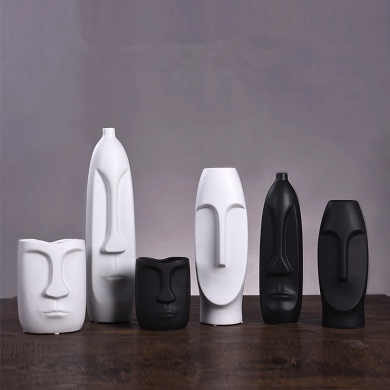 

nordic style different color face vase, White/black/custom color