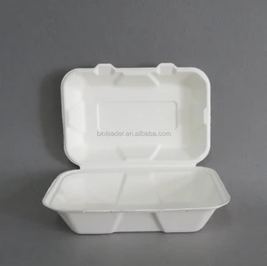 Image of 100% Biodegradable Sugarcane Bagasse Fast Food Takeaway Box