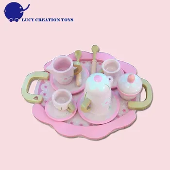 pink wooden tea set