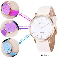 

New Fashion Simple Style Temperature Change Color Women Watch Sun UV Color Change Men Women Quartz Wristwatches Relogio Feminino