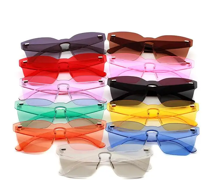 

Wiipu High Quality Transparent Colour Frame Rimless Retro Vintage Sunglasses UV400