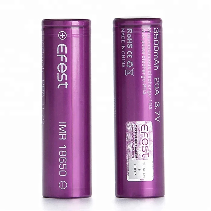 

Best Mod 18650 Batteries Purple 3.7V Efest 18650 3500Mah 20A