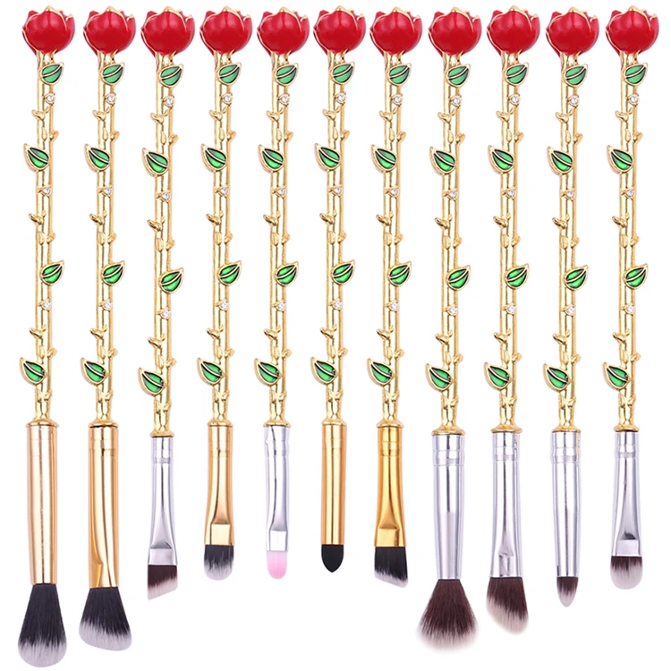 

5Pcs Rose Makeup brushes beauty and beast Fairy-tale Princess Tools Flower Cosmetics metal make-up brush set