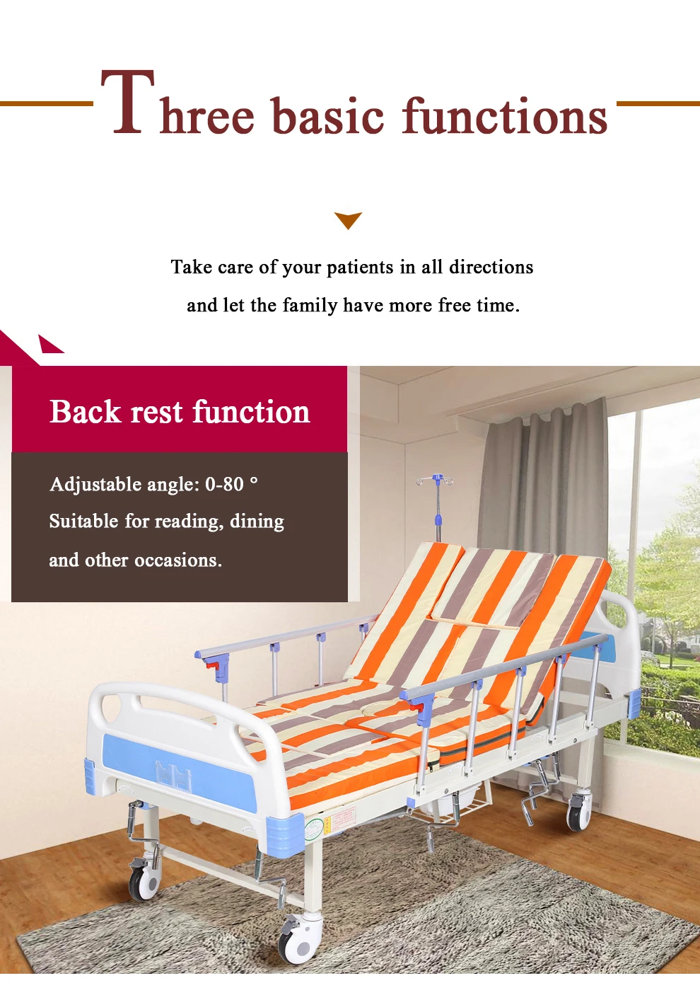 Patient Bed For Home,Folding Home Care Bed For Patient,3 Function