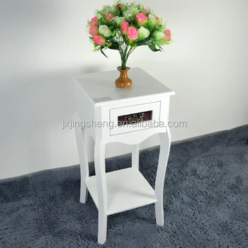 Export Standard Chic White Wooden Single Drawer Bedside Table