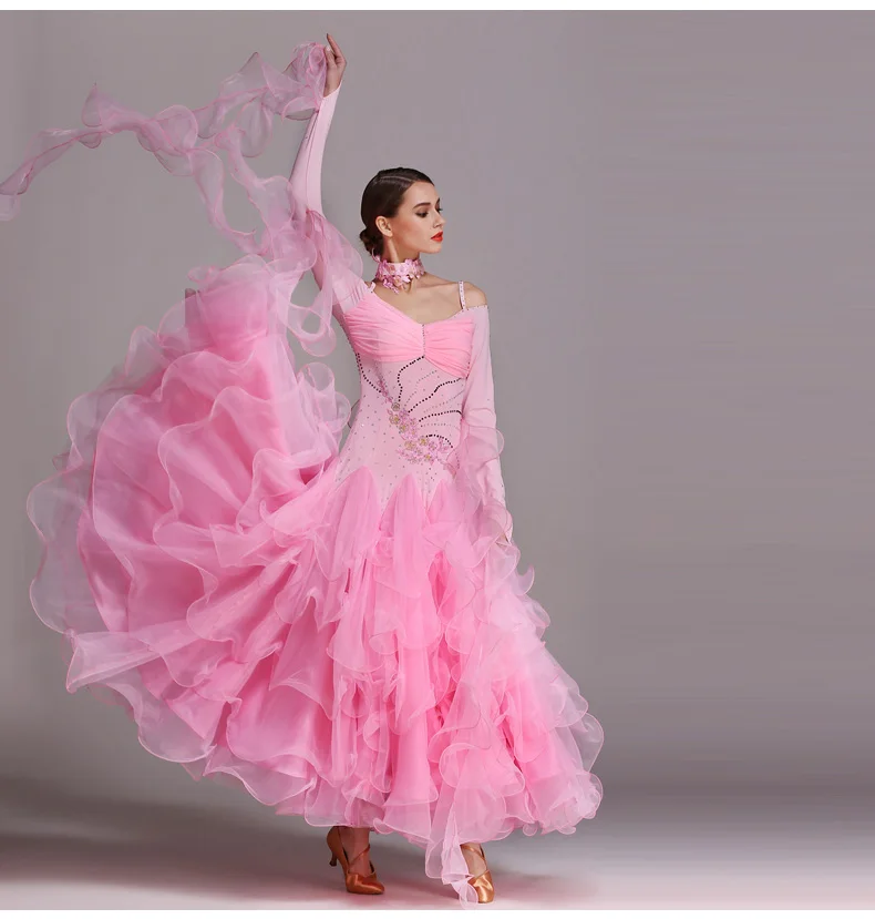 

Wholesale Adult International Standard Competition Pink Ballroom Dance Dress, N/a
