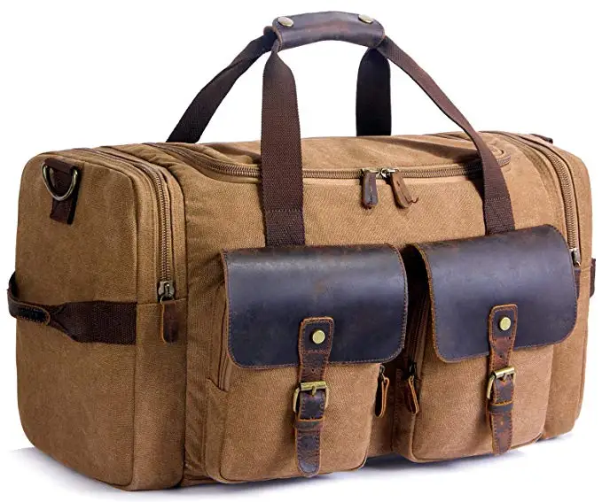 

brown leather travel duffel bag,canvas carry bag,leather gym bag