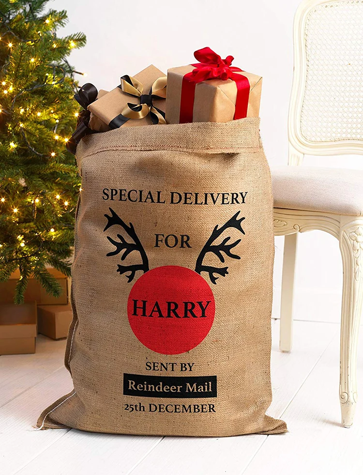Santa Sack Jute Decoration Christmas to be filled festive gifts bags 