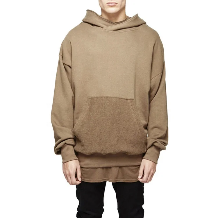 

Men's Long Sleeve Loose Drop Shoulder Solid Color Pullover Hiphop Washed Oversized Hoodie