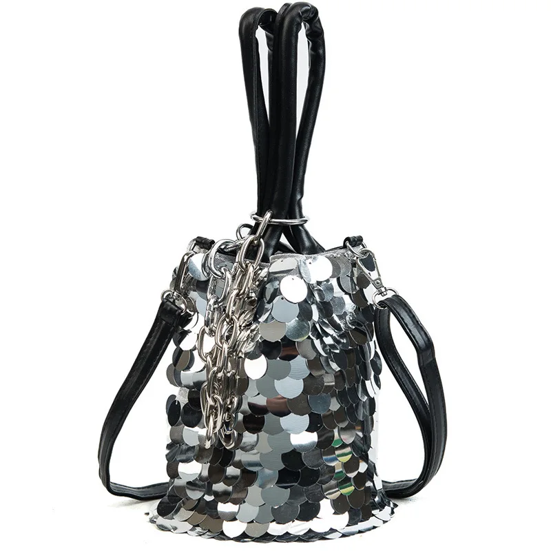 

Fashion silver sequins ladies tote bag luxury women handbag