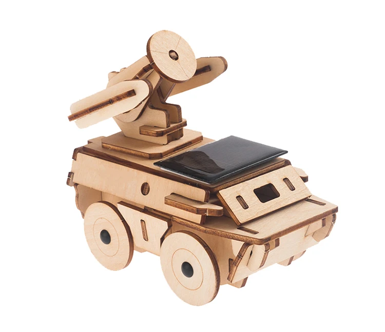 Solar Powered Radar Truck Kids Wooden Puzzle 3D