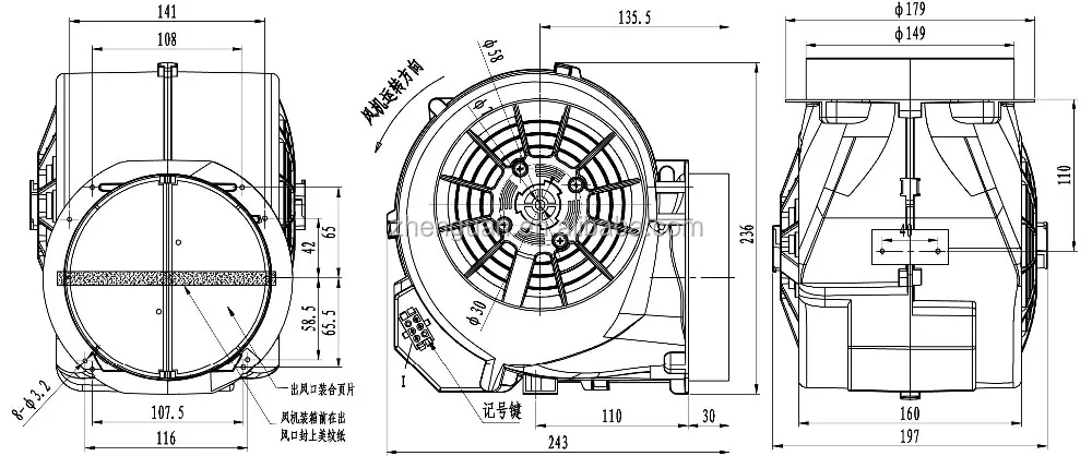 Low noise high airflow ac motor inside  kitchen hood blower 8040.jpg
