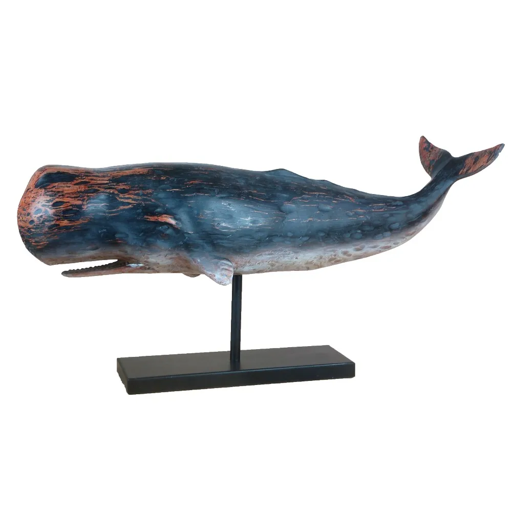 Hand-made Resin Wood-look Sperm Whale Bookend Sculpture For Nautical Decor Gift supplier