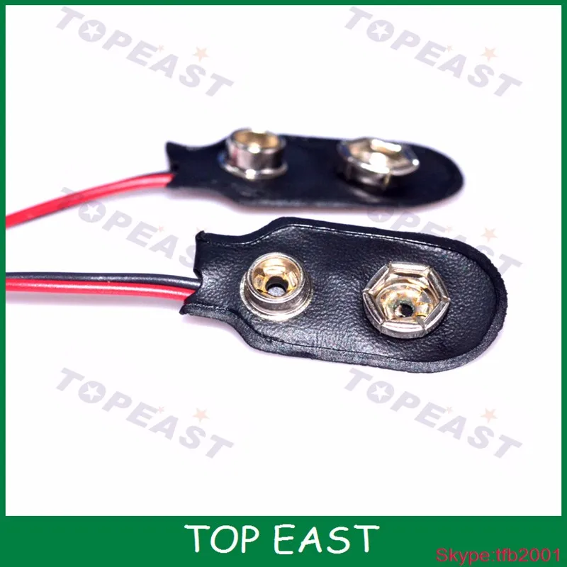 20 pcs Black Faux Leather Housing T Type WiRed 9V Battery C Connector V3V7 