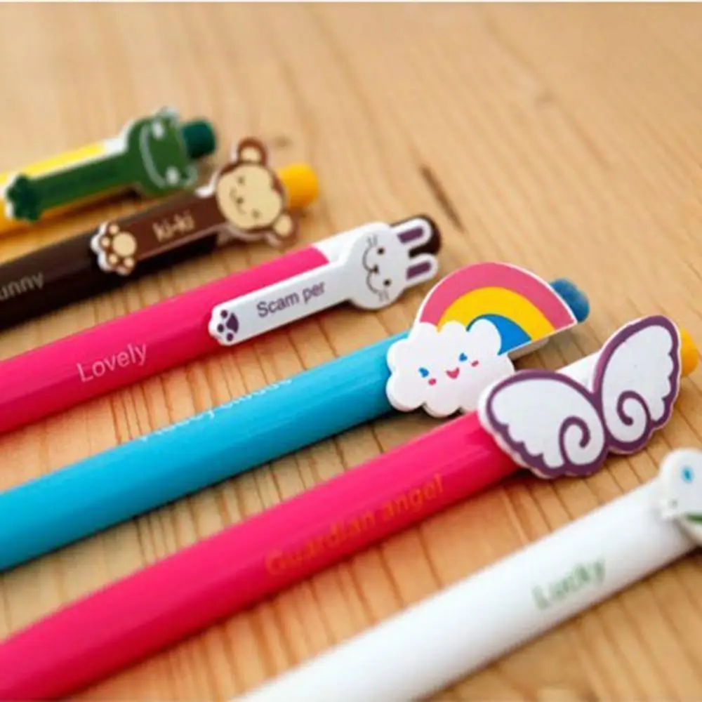 

6Pcs Student's Stationery Cartoon Animal Rainbow Ballpoint Pen