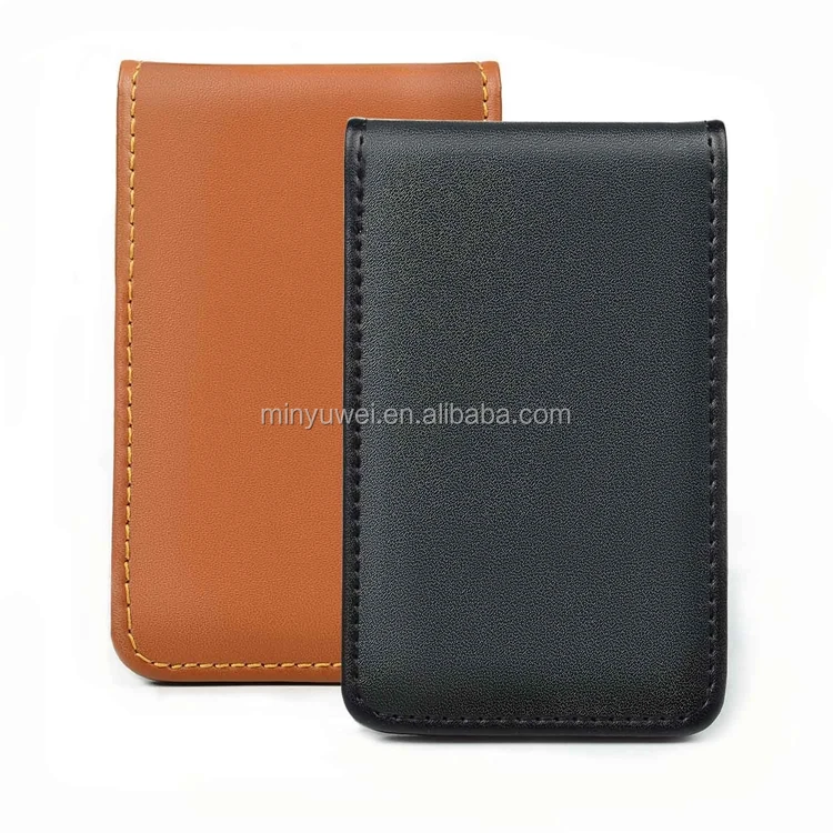 Ultra slim Strong magnetic 2 fold black and brown color leather money clip