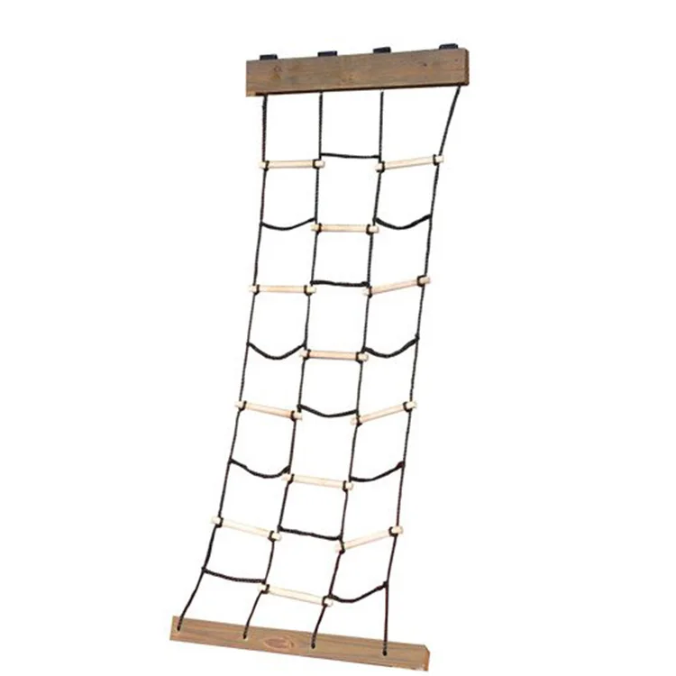 

Professional PE rope wooden ladder cargo climbing nets for kids, Customized