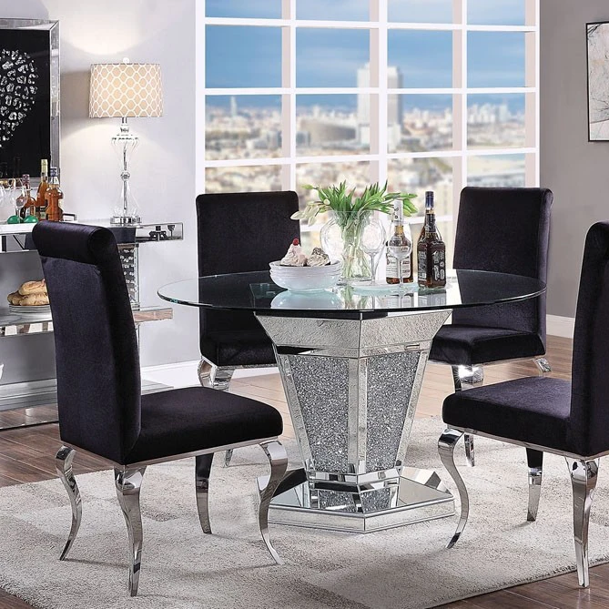 Modern Fashionable Popular Crushed Diamond Sparkly Glass Rectangle Top