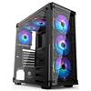 Newest 0.8mm Aluminum front atx gaming pc case glass computer case